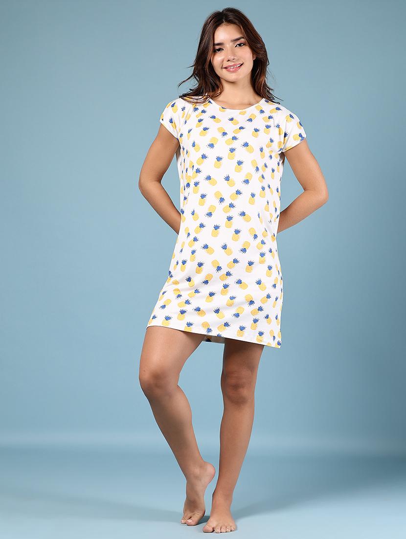 women printed short sleeve round neck sleepshirt - 21946438 -  Standard Image - 1