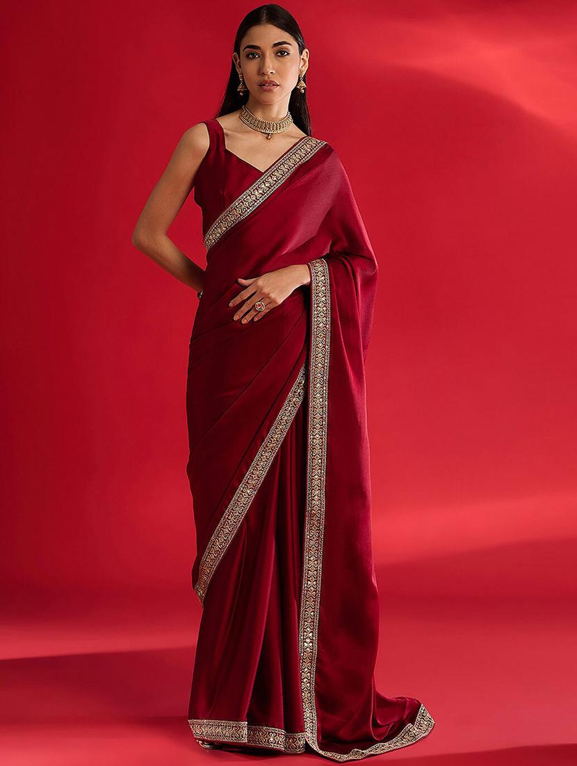 women solid with bordered saree with blouse - 21946716 -  Zoom Image - 0