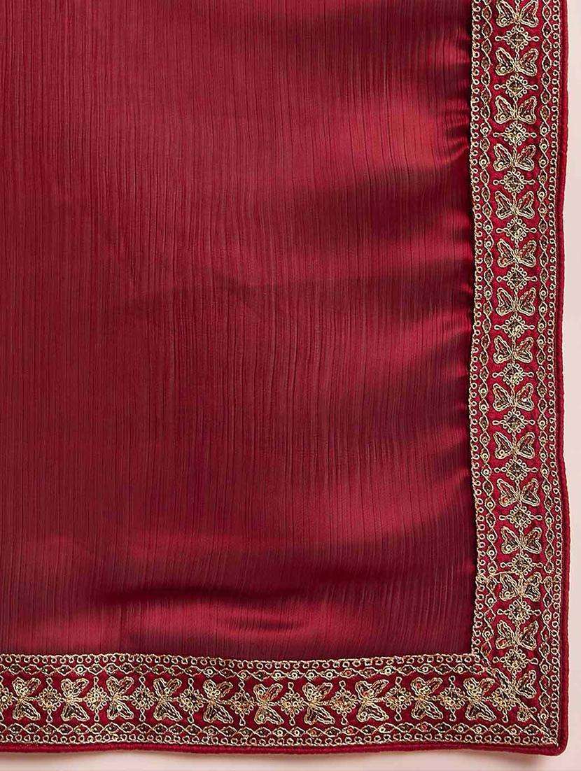 women solid with bordered saree with blouse - 21946716 -  Standard Image - 1