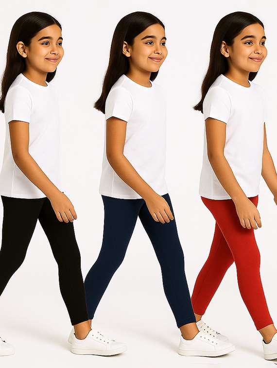 girls pack of 3 solid legging - 21946746 -  Standard Image - 1