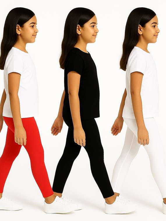 girls pack of 3 solid legging - 21946749 -  Standard Image - 1