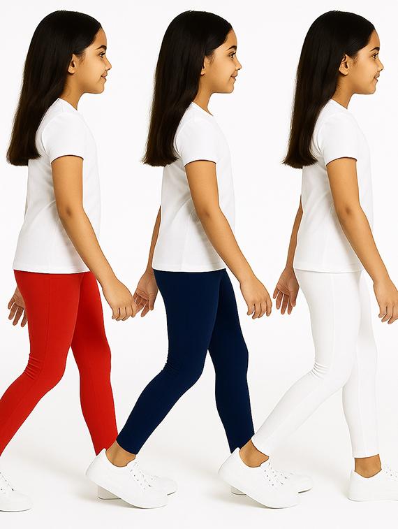 girls pack of 3 solid legging - 21946753 - Standard Image - 1