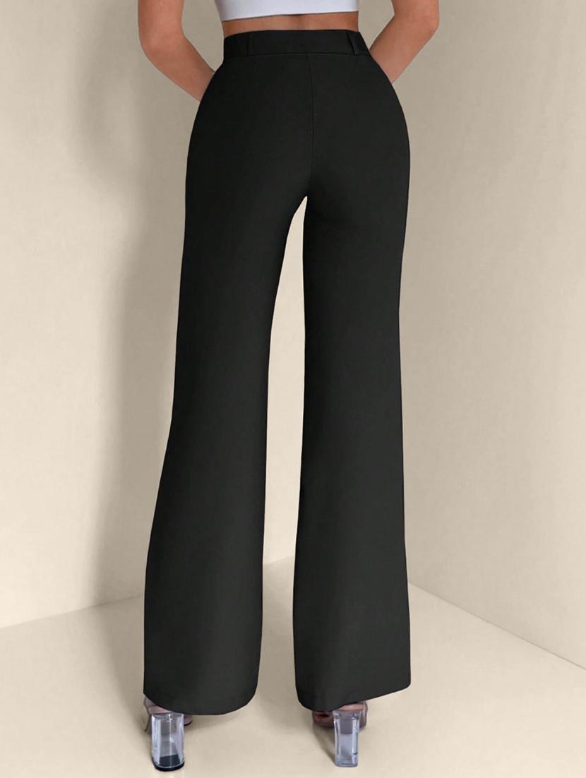women solid high rise straight trouser - 21946776 - Standard Image - 1