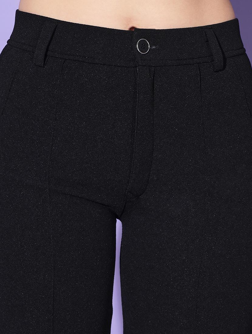 women solid high rise straight trouser - 21946776 - Standard Image - 4