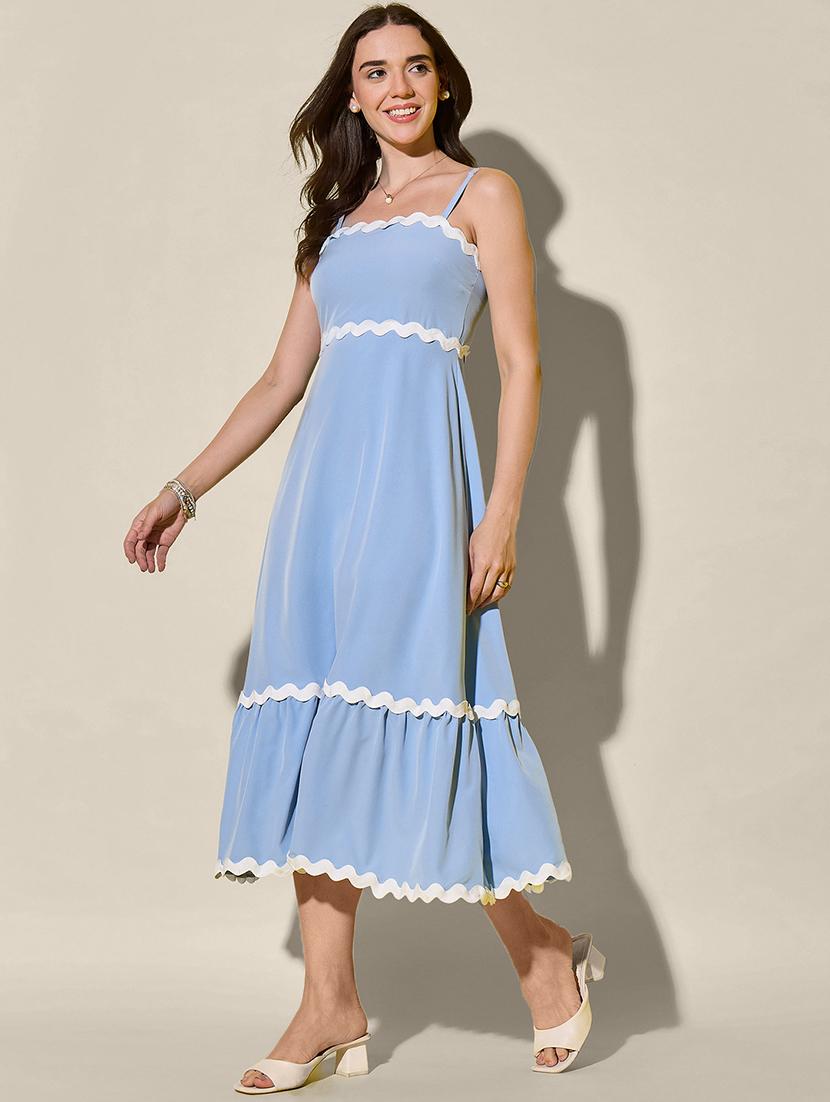 women solid shoulder strap tiered dress - 21946796 - Standard Image - 4