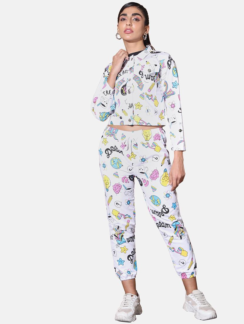 white cotton blend jacket and trouser set coord - 21946799 - Standard Image - 1