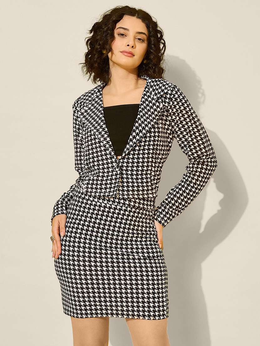 multi colored cotton blend blazer and skirt set coord - 21946801 - Standard Image - 1