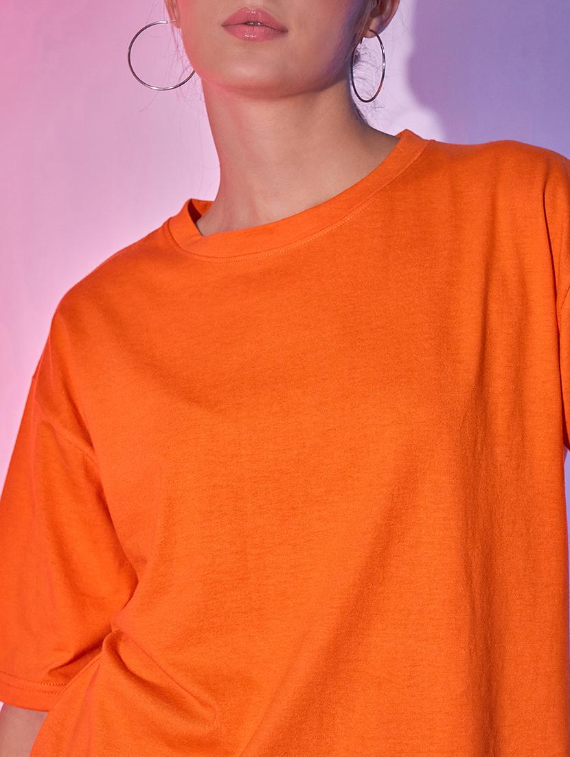 women solid short sleeve crop t-shirt - 21946802 - Standard Image - 4