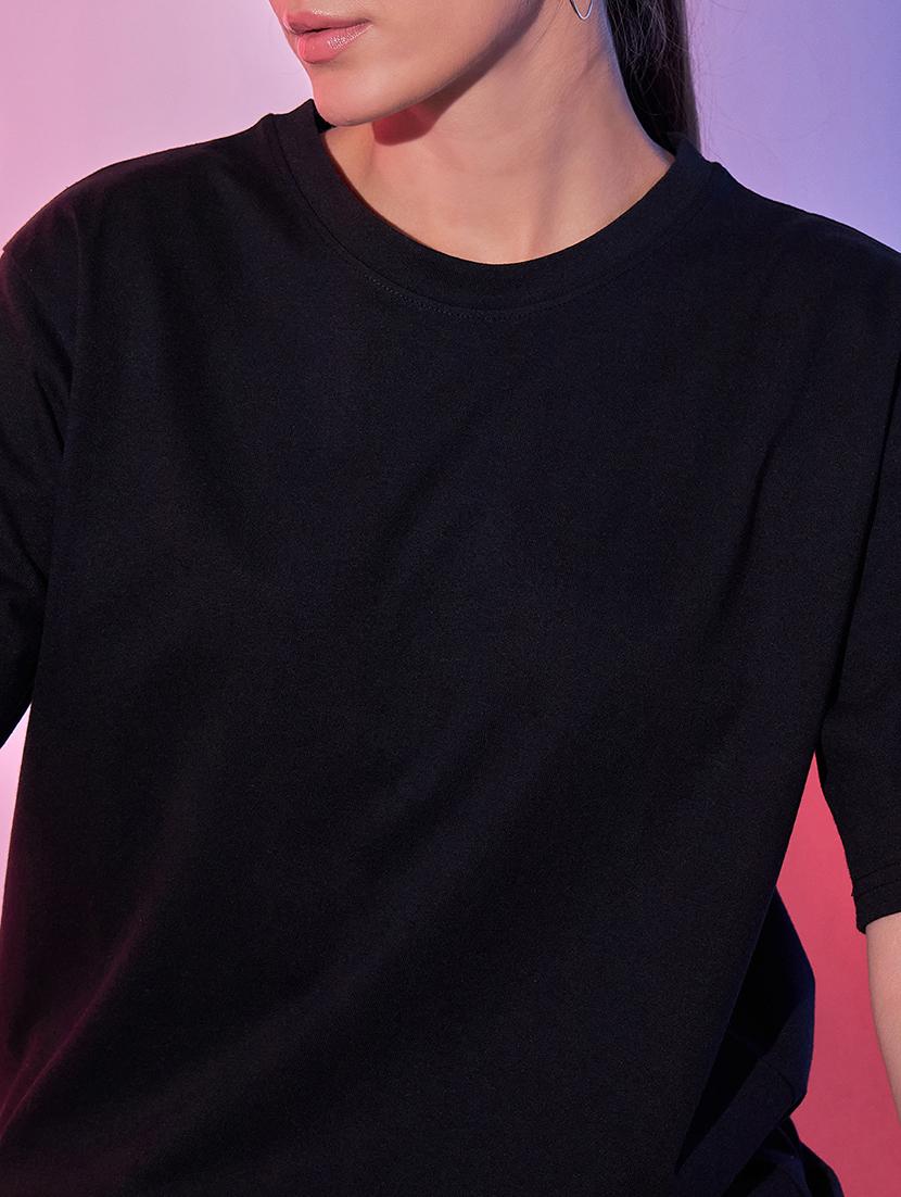 women solid short sleeve oversized t-shirt - 21946810 - Standard Image - 4