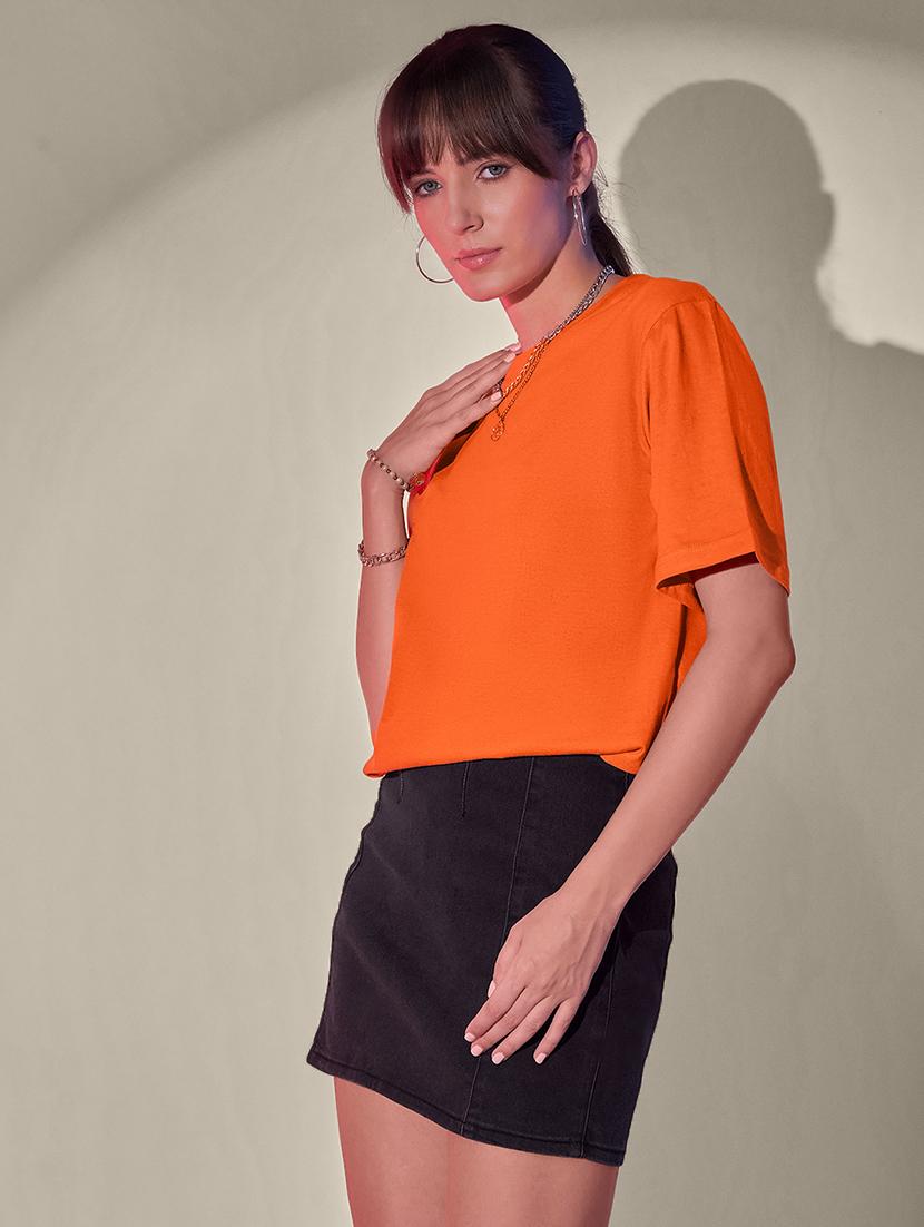 women solid short sleeve oversized t-shirt - 21946812 - Standard Image - 1