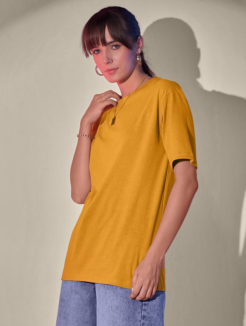 women solid short sleeve oversized t-shirt - 21946814 - Standard Image - 1
