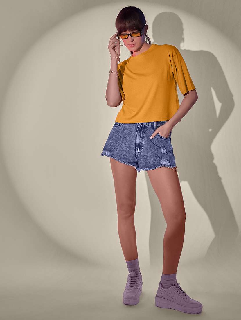 women pack of 2 solid short sleeve crop t-shirt - 21946818 - Standard Image - 6