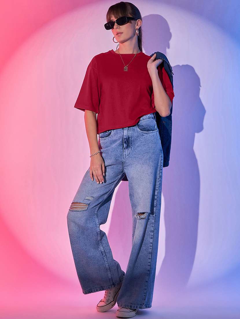 women pack of 2 solid short sleeve crop t-shirt - 21946826 - Standard Image - 6