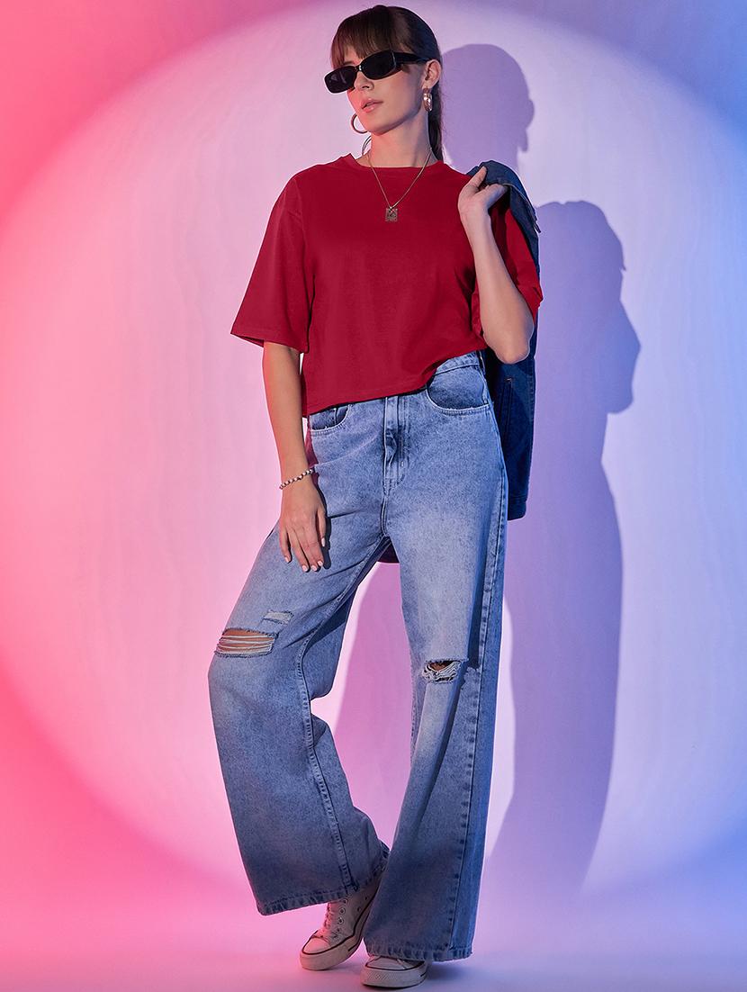 women pack of 2 solid short sleeve crop t-shirt - 21946830 - Standard Image - 6