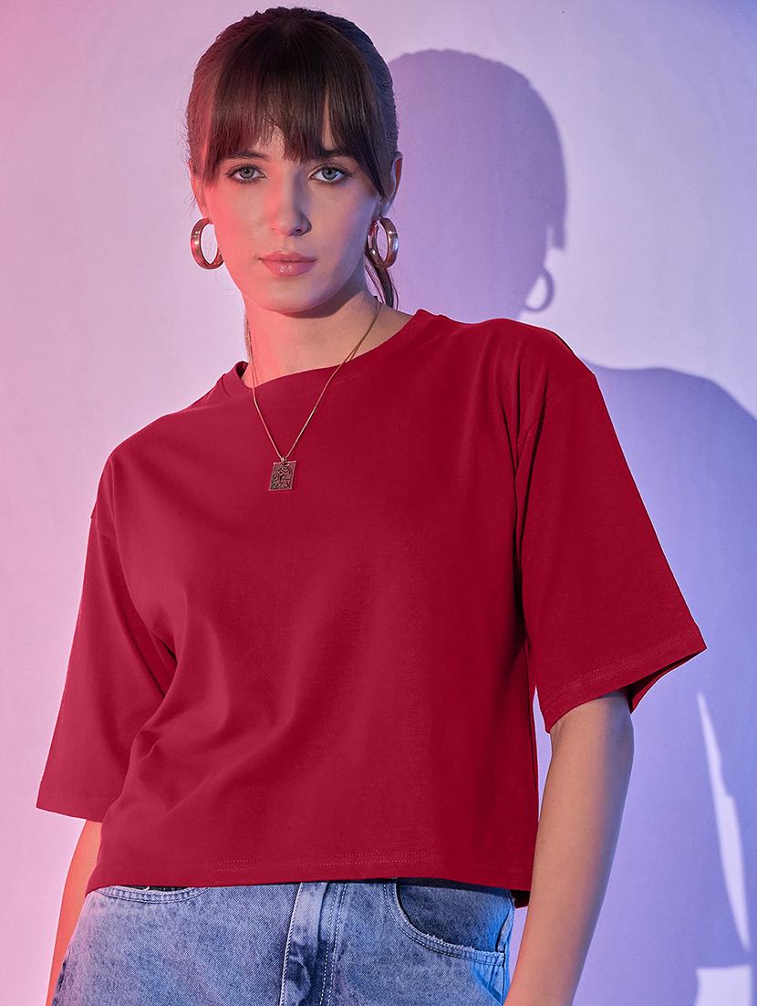 women pack of 2 solid short sleeve crop t-shirt - 21946831 - Standard Image - 1