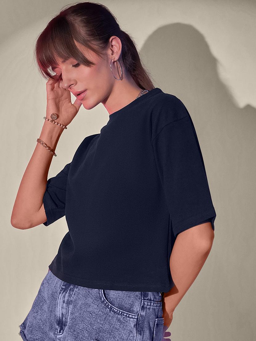 women pack of 2 solid short sleeve crop t-shirt - 21946836 - Standard Image - 4