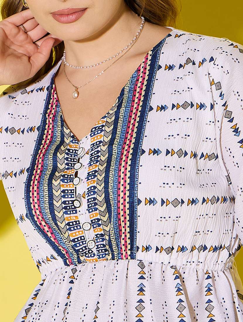 women printed bell sleeve flared top - 21946874 - Standard Image - 4