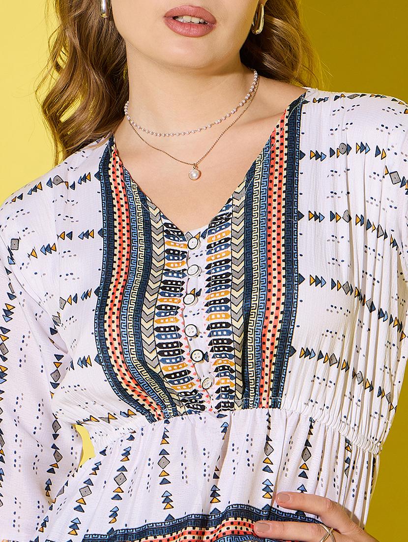 women printed bell sleeve flared top - 21946875 - Standard Image - 4