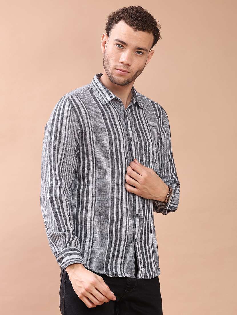 men striped collared long sleeve shirt - 21946881 -  Standard Image - 1