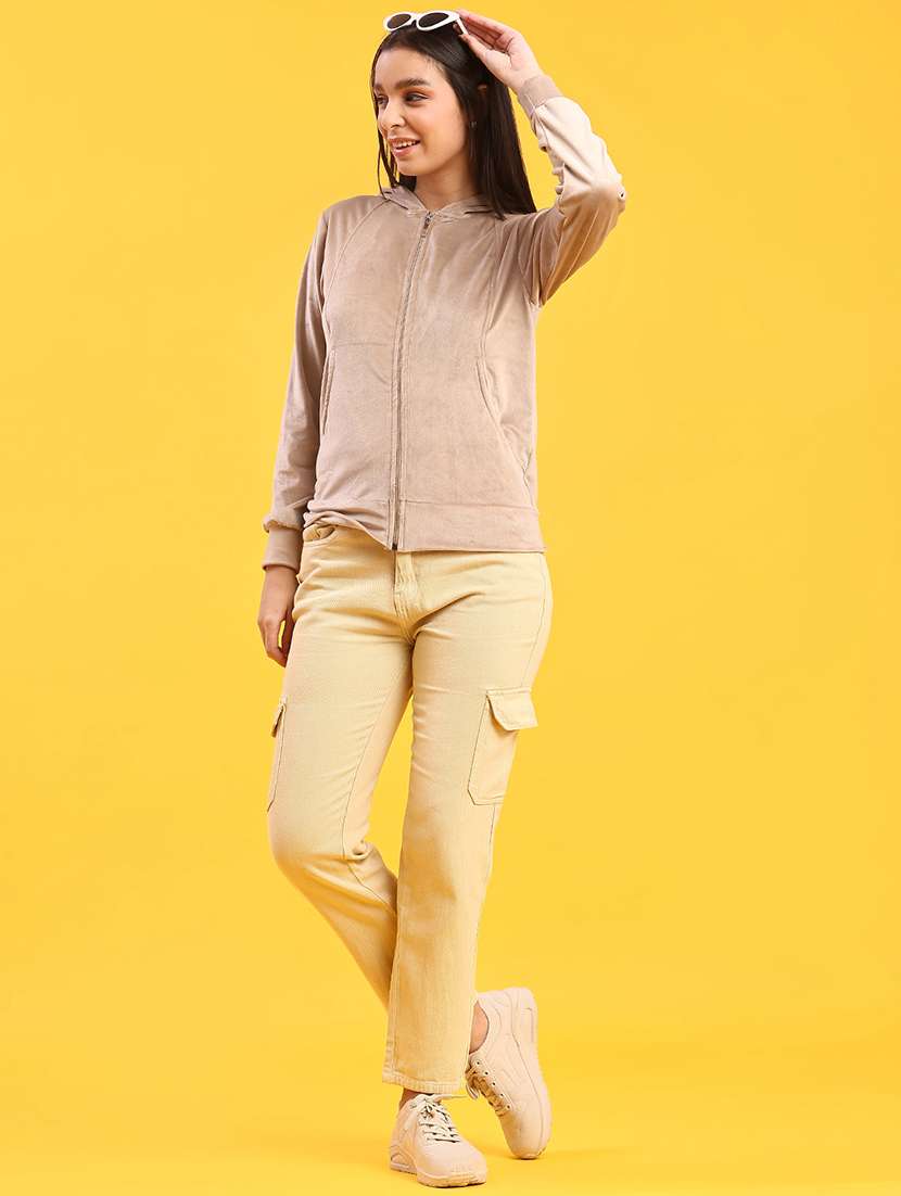 women solid long sleeve hooded sweatshirt - 21946913 -  Standard Image - 4