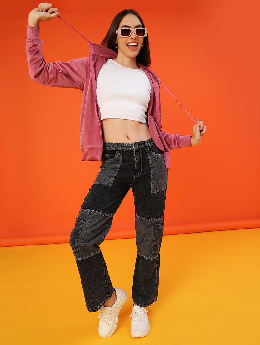 women solid long sleeve hooded sweatshirt - 21946914 -  Standard Image - 4