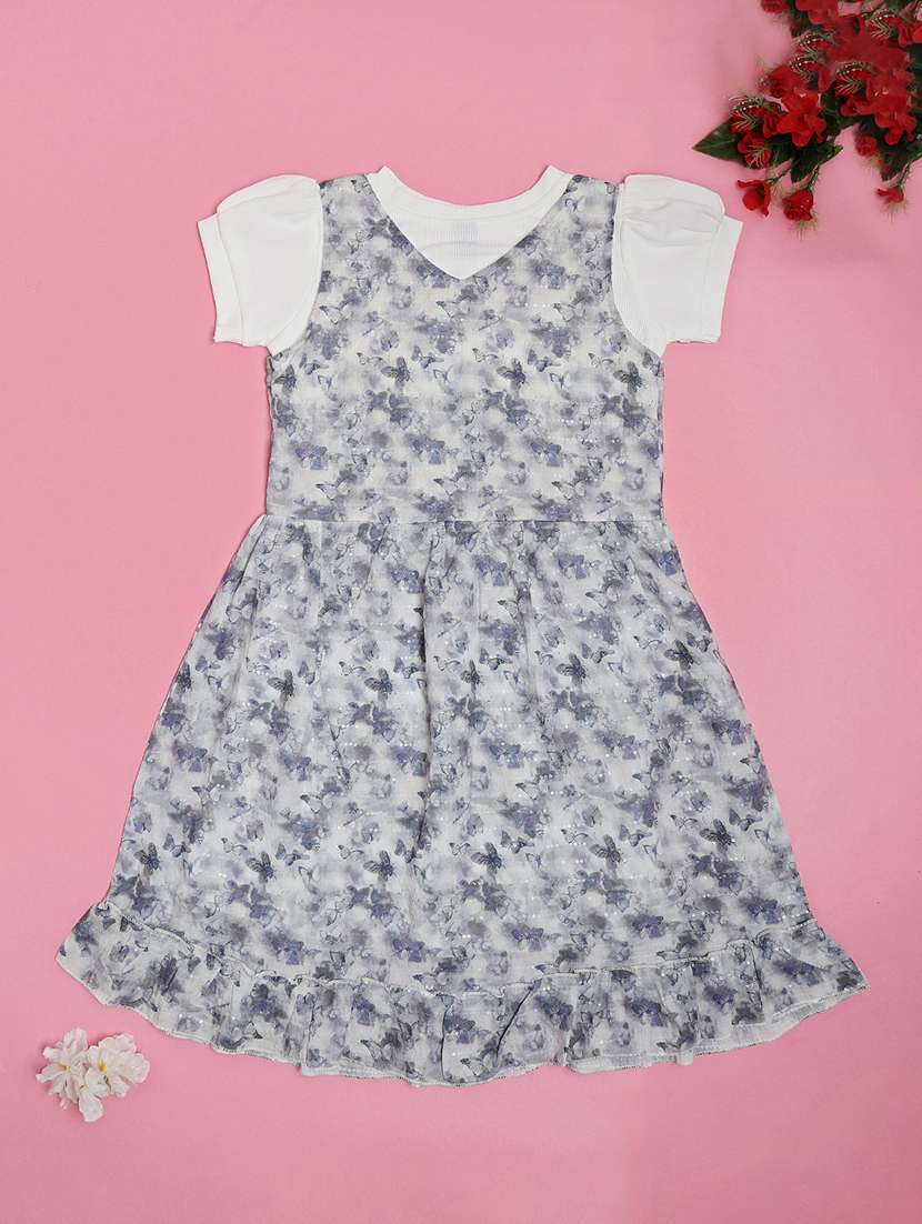 Girls Printed Short Sleeve Tiered Dress - 21947089 -  Standard Image - 1