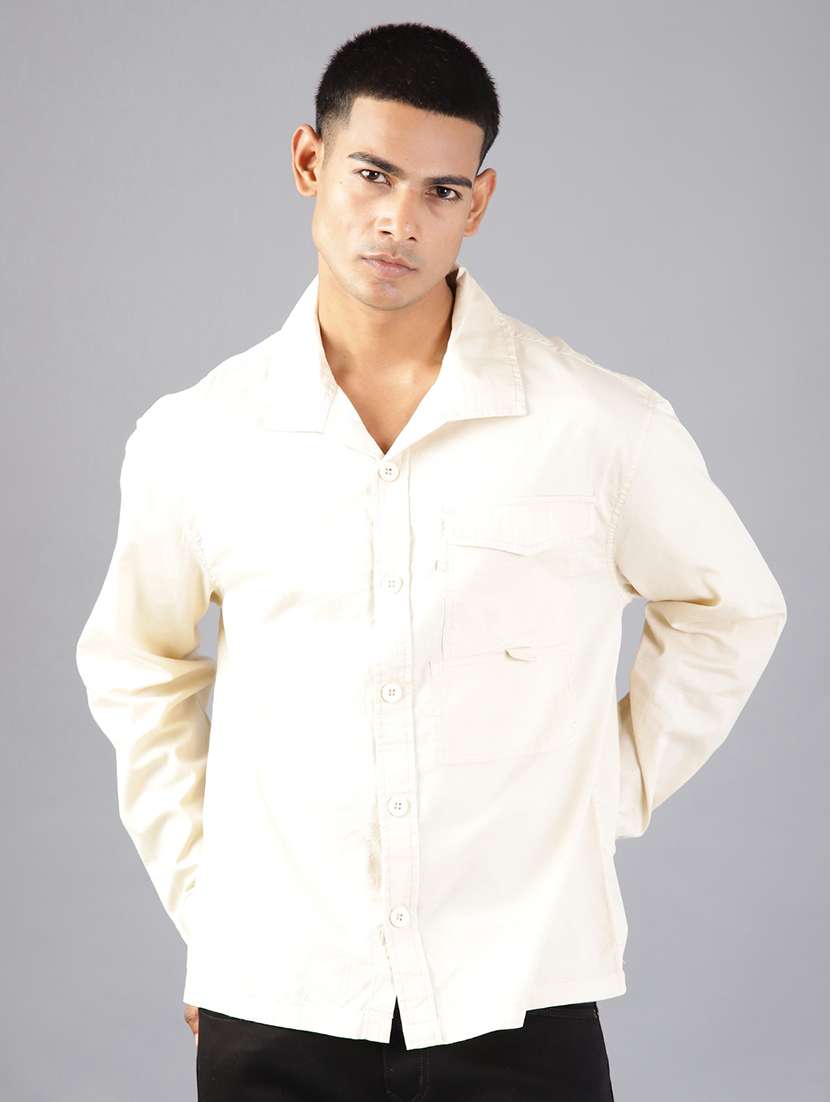 men solid collared long sleeve casual shirt - 21947143 -  Standard Image - 1