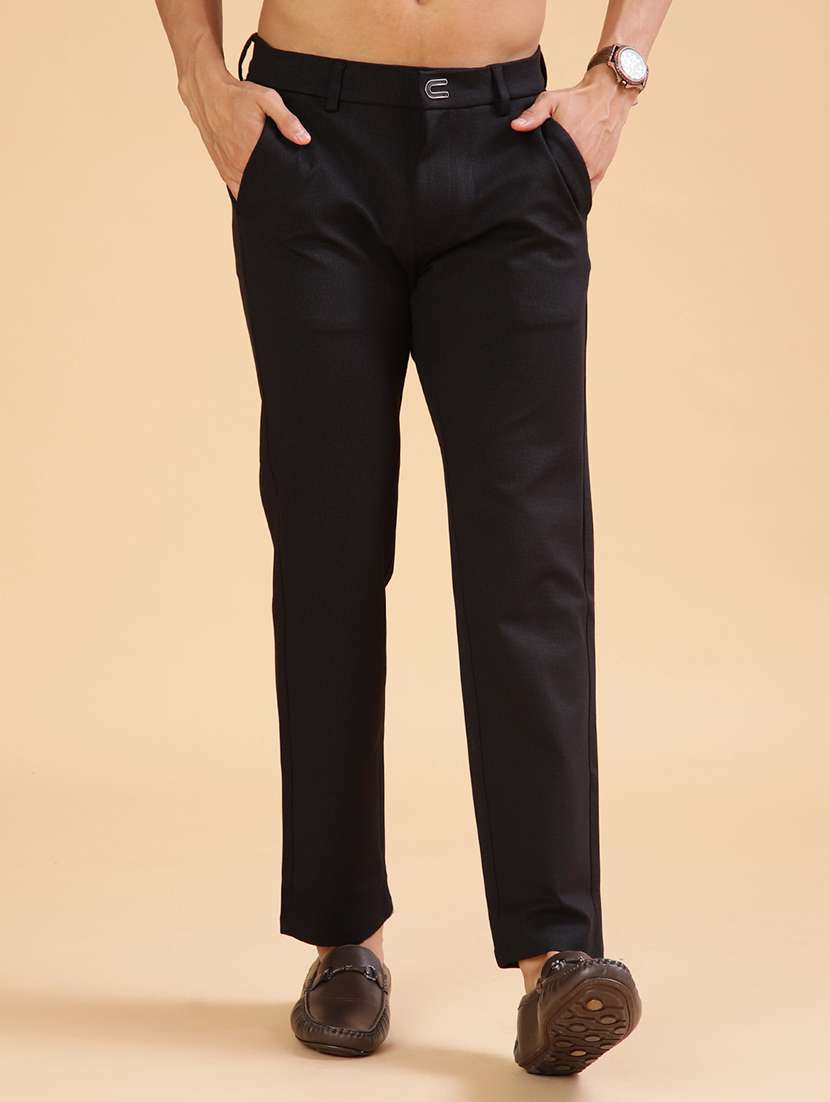 black cotton chinos casual men solid mid rise casual chinos