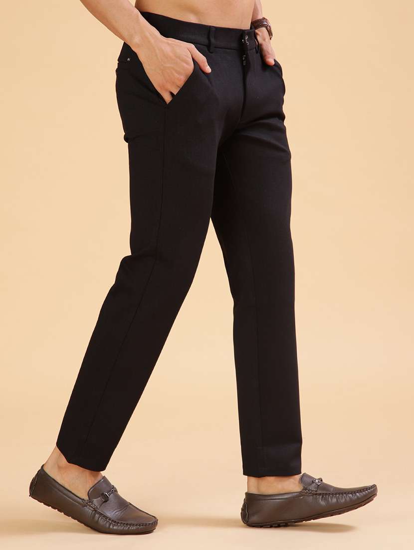 black cotton chinos casual men solid mid rise casual chinos - 21947152 - Standard Image - 1