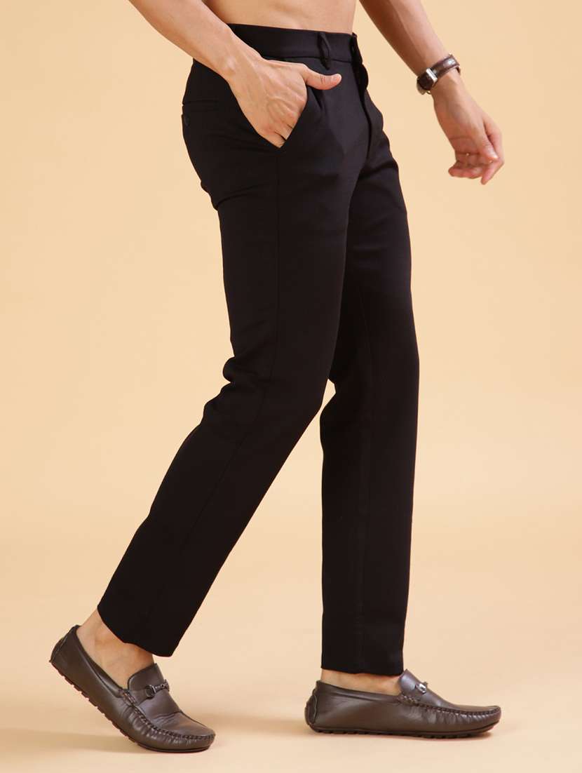 men solid mid rise casual chinos - 21947154 - Standard Image - 1