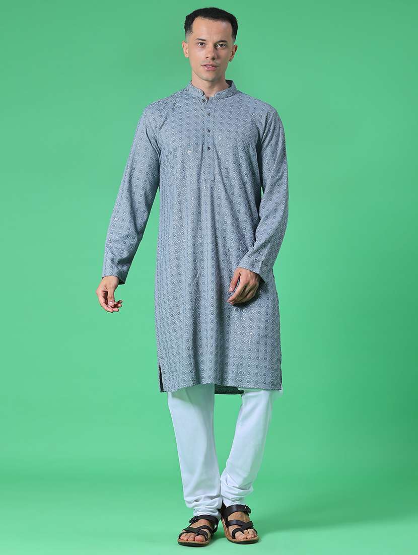 men long sleeve kurta and pyjama set - 21947294 -  Standard Image - 1