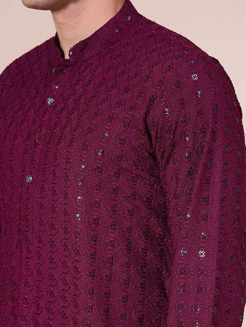 men long sleeve kurta and pyjama set - 21947295 -  Standard Image - 4