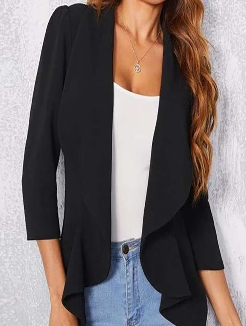 women black solid asymmetric shrug - 21947419 -  Standard Image - 4