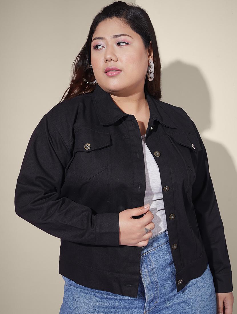 women plus size solid denim summer jacket - 21947460 -  Standard Image - 1