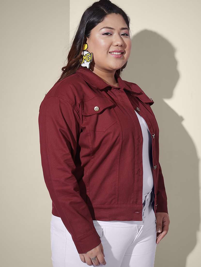 women solid collared denim summer jacket - 21947461 - Standard Image - 1