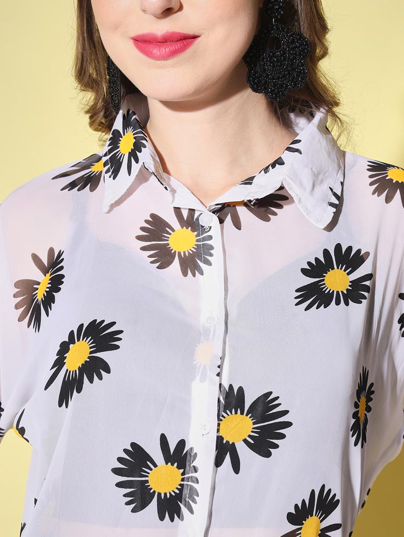 women white floral print collored long sleeve shirt - 21947476 - Standard Image - 4