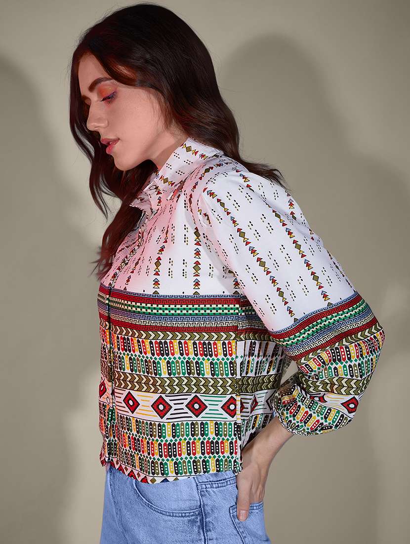 women printed collared regular shirt - 21947484 - Standard Image - 1