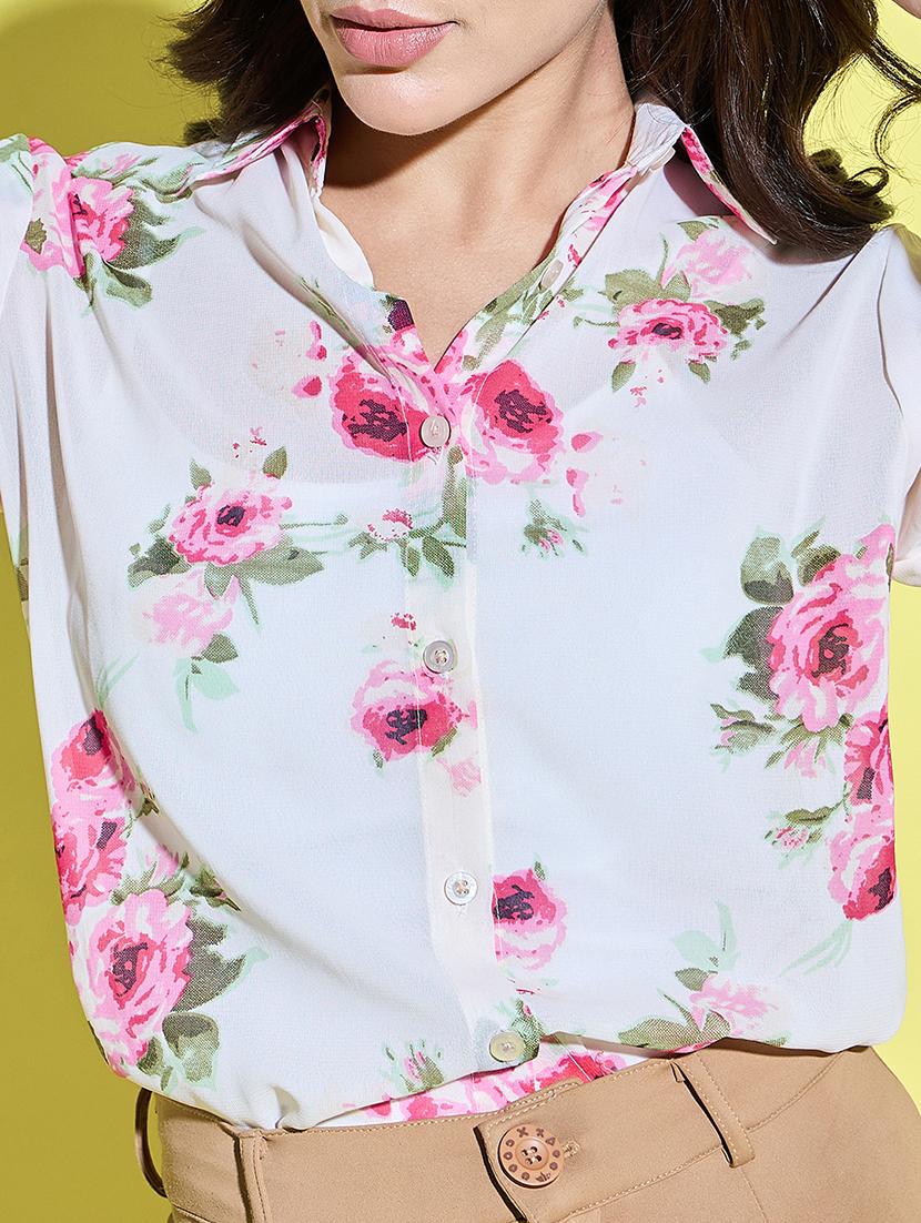 women floral print collared long sleeve regular shirt - 21947488 - Standard Image - 4