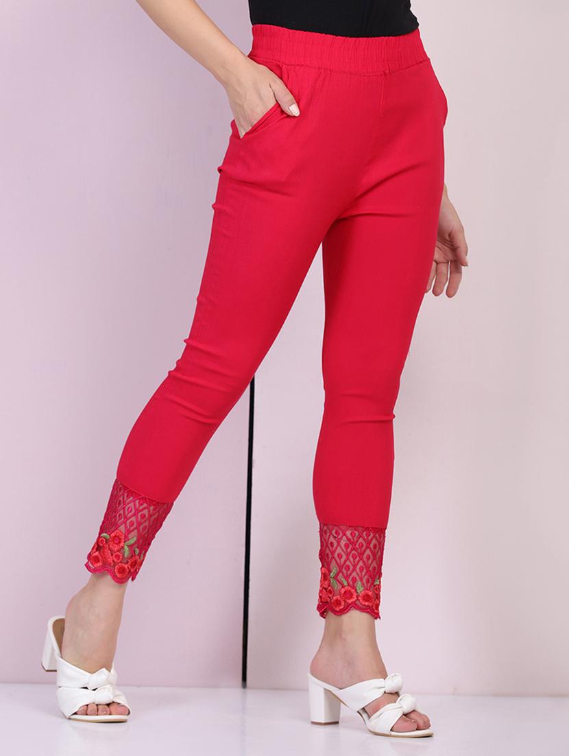 women solid mid rise ankle length tapered pant - 21947494 -  Standard Image - 1