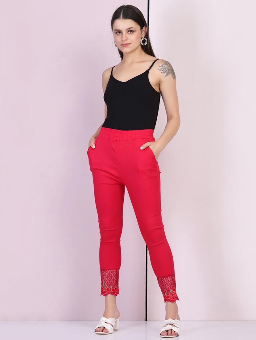 women solid mid rise ankle length tapered pant - 21947494 - Standard Image - 6