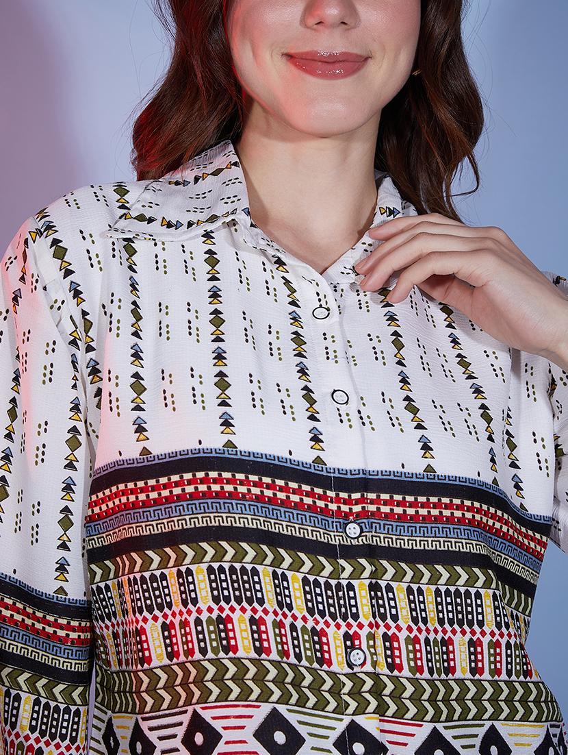 women printed collared puff sleeve regular shirt - 21947511 - Standard Image - 4
