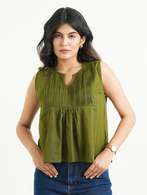 women green solid sleeve regular fit top - 21947545 - Standard Image - 0