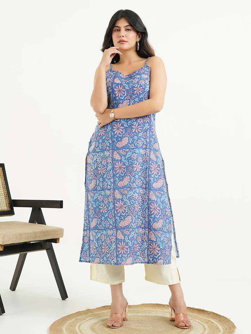 Women Floral Shoulder Strap A Line Tkurta