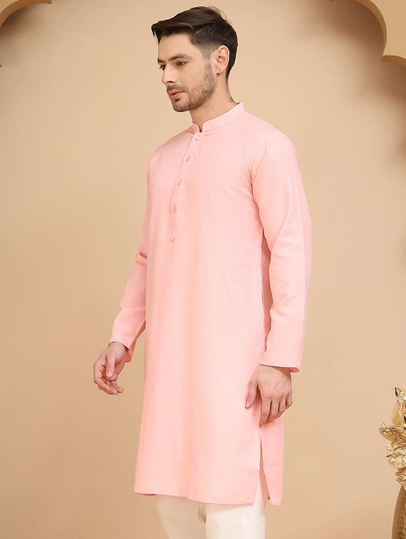 men solid mandarin neck long kurta - 21947581 -  Standard Image - 1
