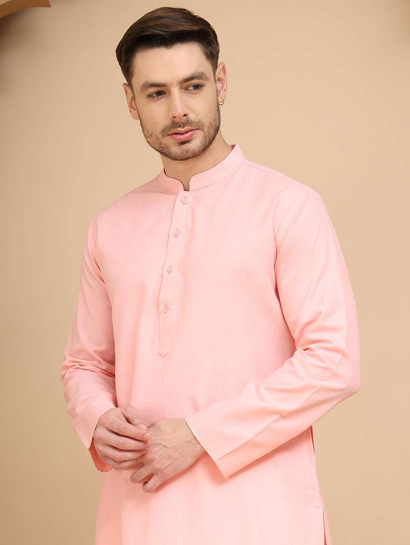 men solid mandarin neck long kurta - 21947581 -  Standard Image - 4