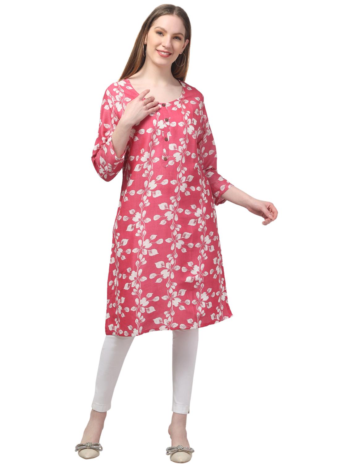 women three quarter sleeve straight kurta - 21947644 -  Standard Image - 1