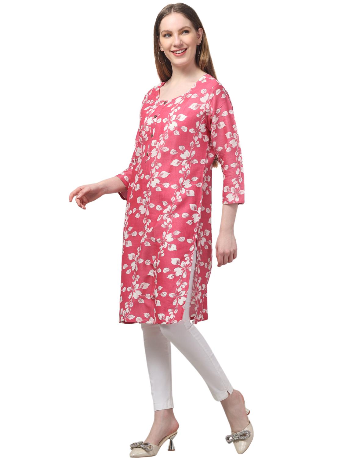 women three quarter sleeve straight kurta - 21947644 - Standard Image - 4