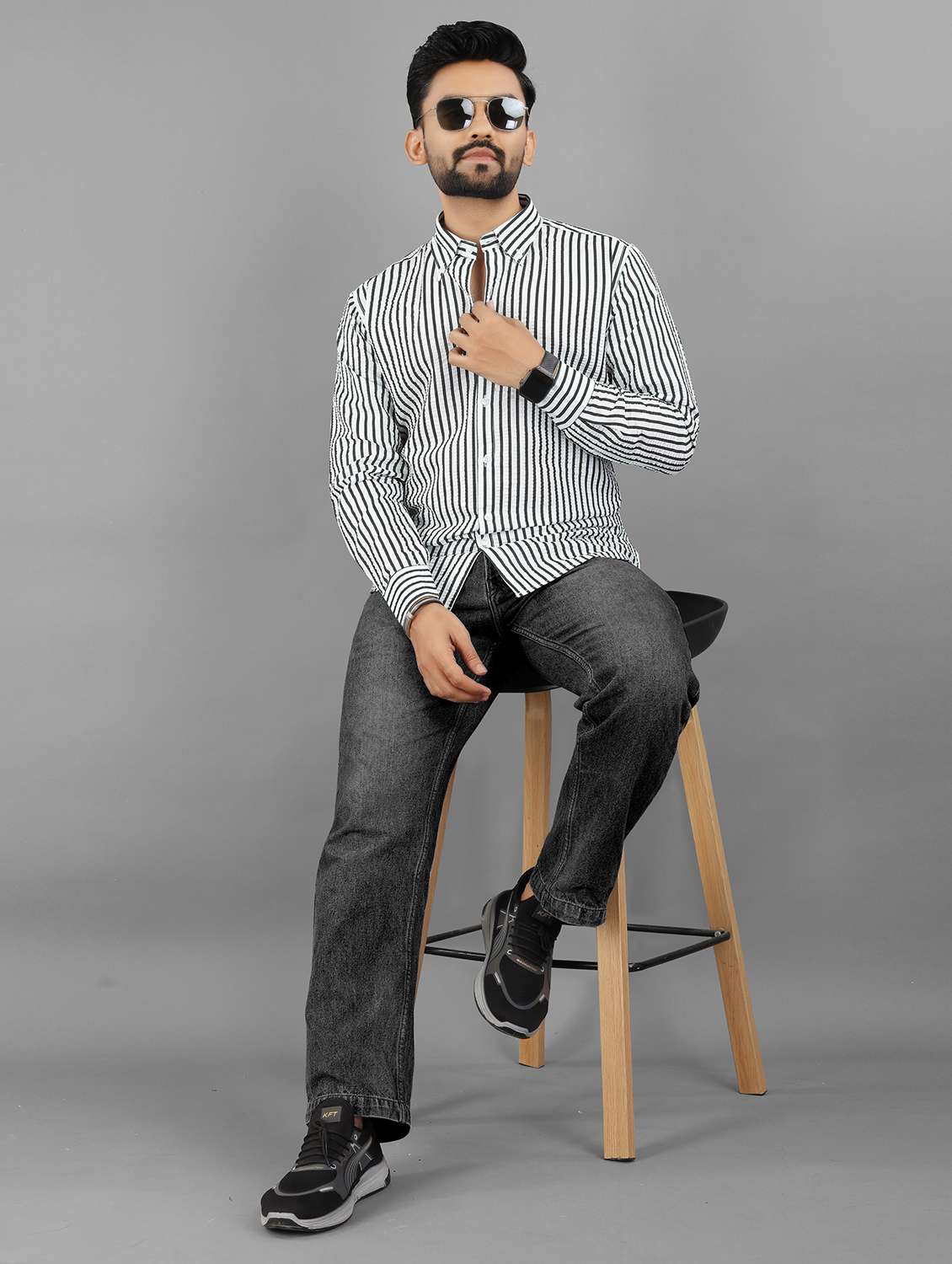 men striped long sleeve regular fit casual shirt - 21947656 -  Standard Image - 4