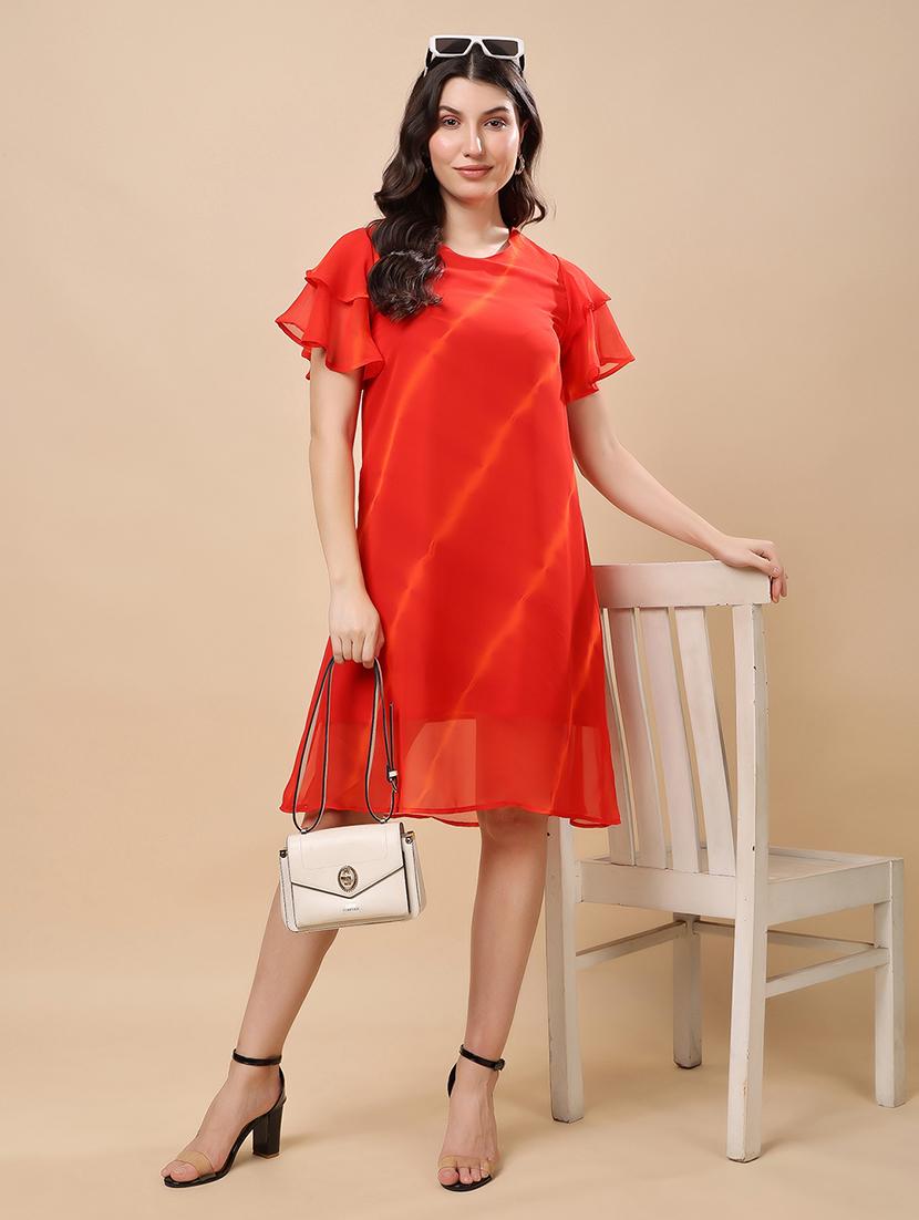 women red tie & dye flared sleeve a-line dress - 21947668 - Zoom Image - 0