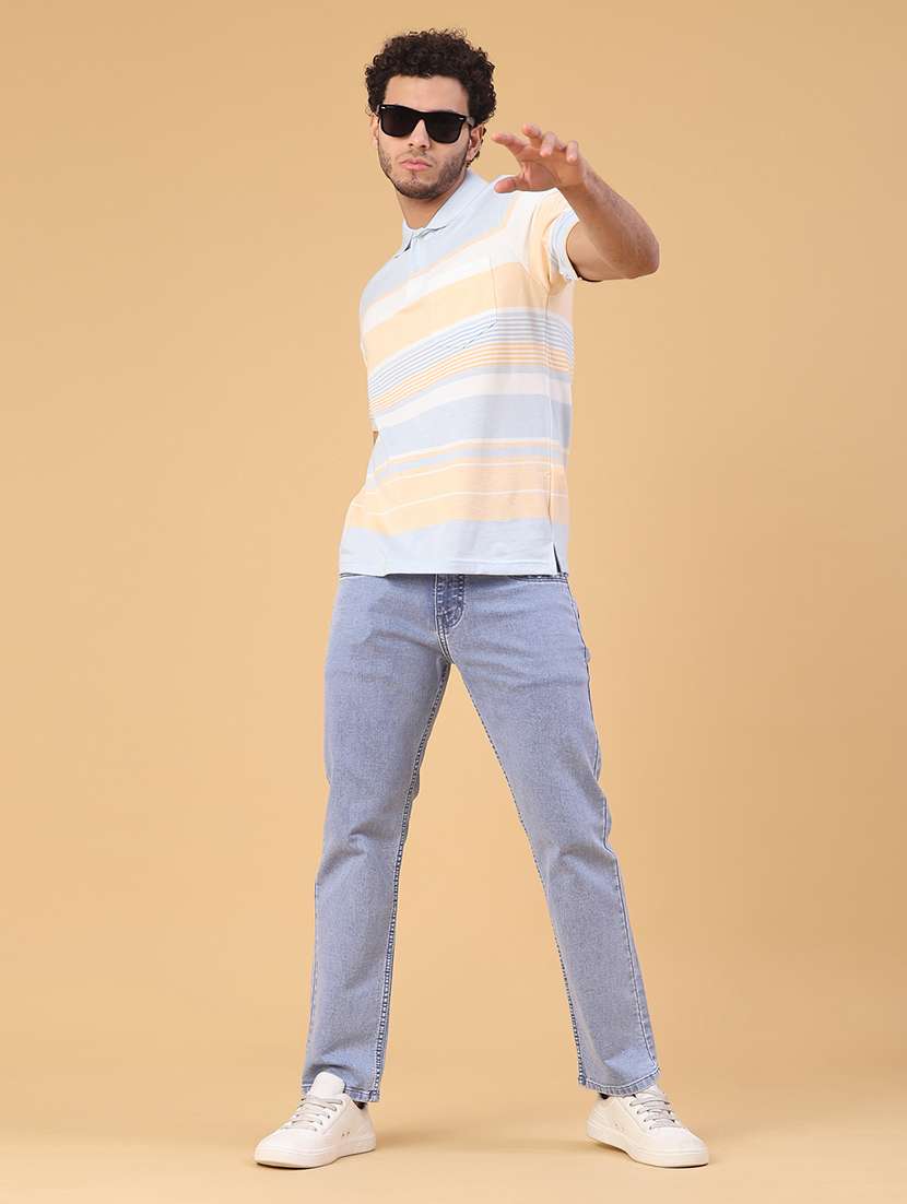 men striped short sleeve regular fit polo t-shirt - 21947690 -  Standard Image - 4